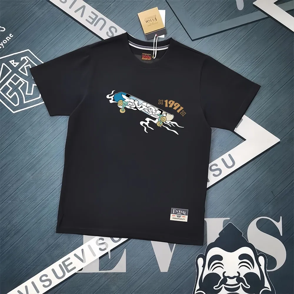 Evisu 2025New Arrival T ⚠ Quality⚠ Same Style T 。 ，Black S-XXL，White S-XXL，Gray M-XXL，Red S-XXL， Red M-XXL